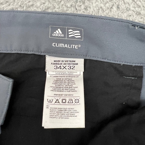 Adidas Pants Mens 34x32 Golf Performance Clima Lite 3 Stripes Gray Casual - Picture 6 of 11